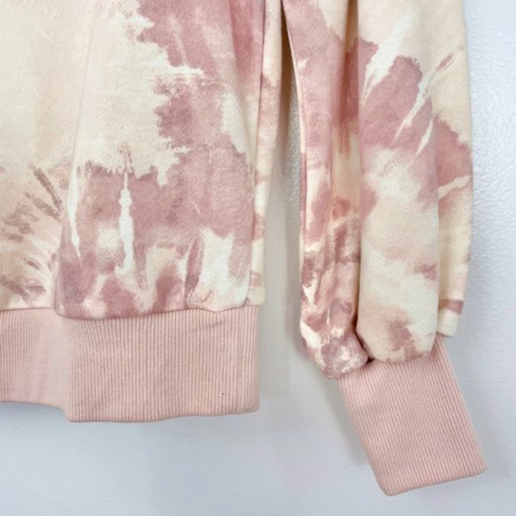 New Marled Tie Dye Ruffle Trim Long Sleeve Crewneck Sweatshirt Pink Size XS - Picture 10 of 16